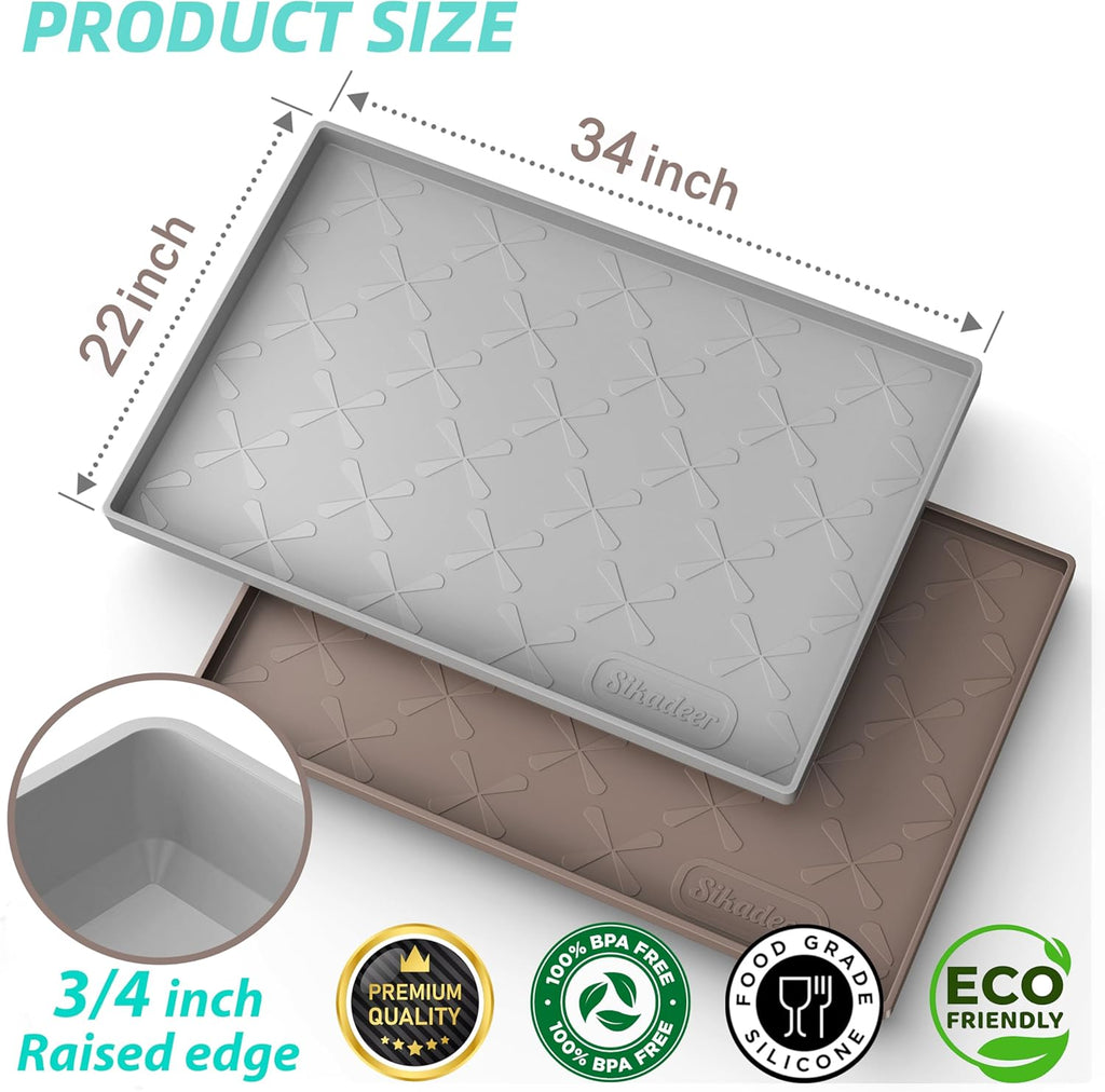 SIKADEER Under Sink Mat Waterproof 34" x 22", Silicone Mat Kitchen Drawer Shelf and Cabinet Liner, Sink Protector for Kitchen Organizers and Storage, Boot Tray Pet Food Mats