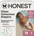 The Honest Company Comfort Dry Disposable Diapers for Sensitive Skin, Hypoallergenic, All The Alpacas + Turtle Time, Club Box Size 1 (8-14 lbs) 78 Count