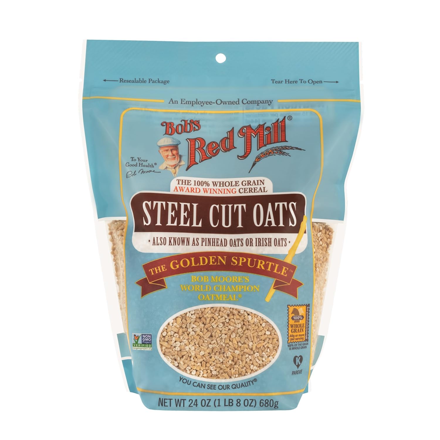 Bob's Red Mill Steel Cut Oats, 24oz (Pack of 4) - Non GMO, Whole Grain, Vegan, Kosher