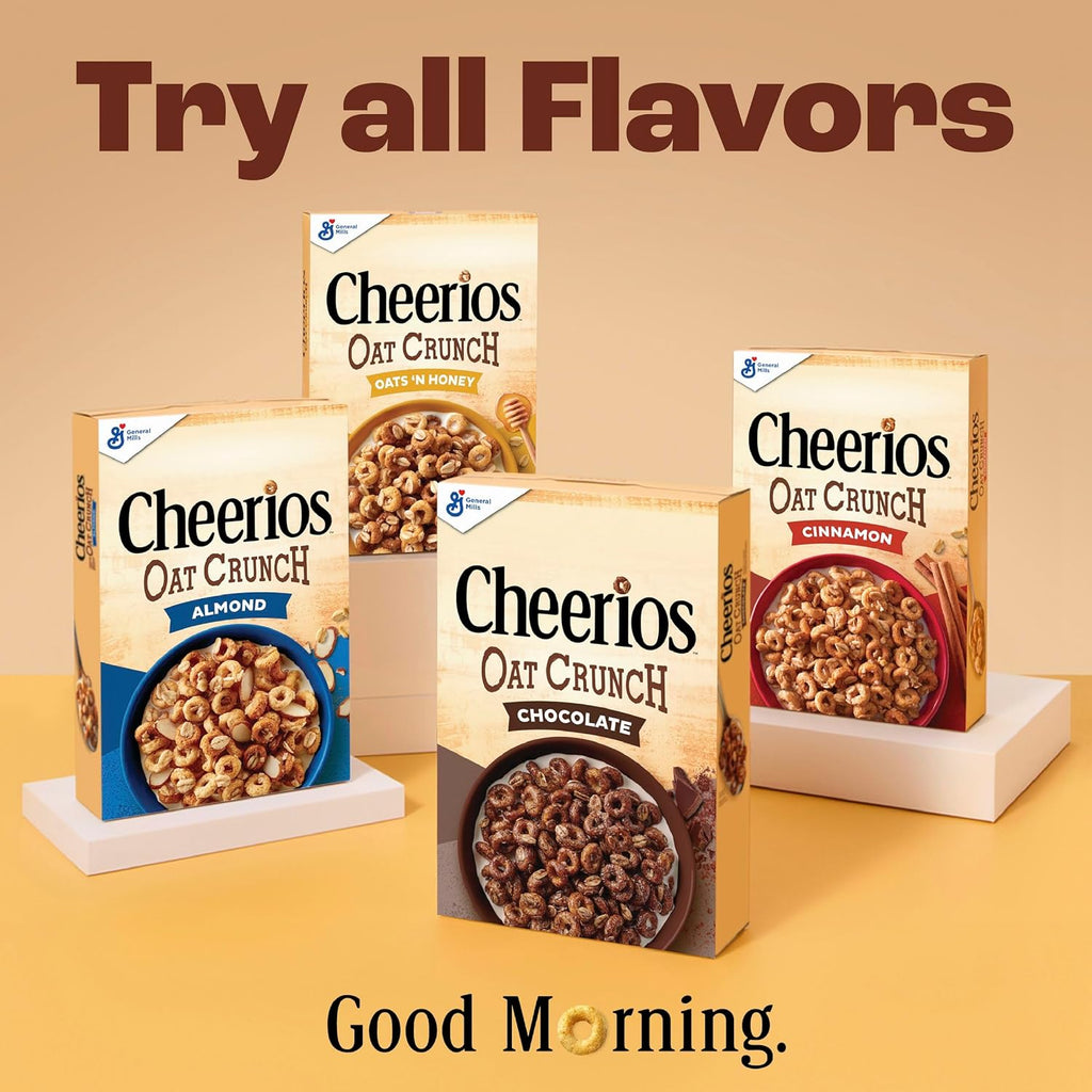Cheerios Oat Crunch Cinnamon Breakfast Cereal, Made with Whole Grain, Family Size, 24 oz