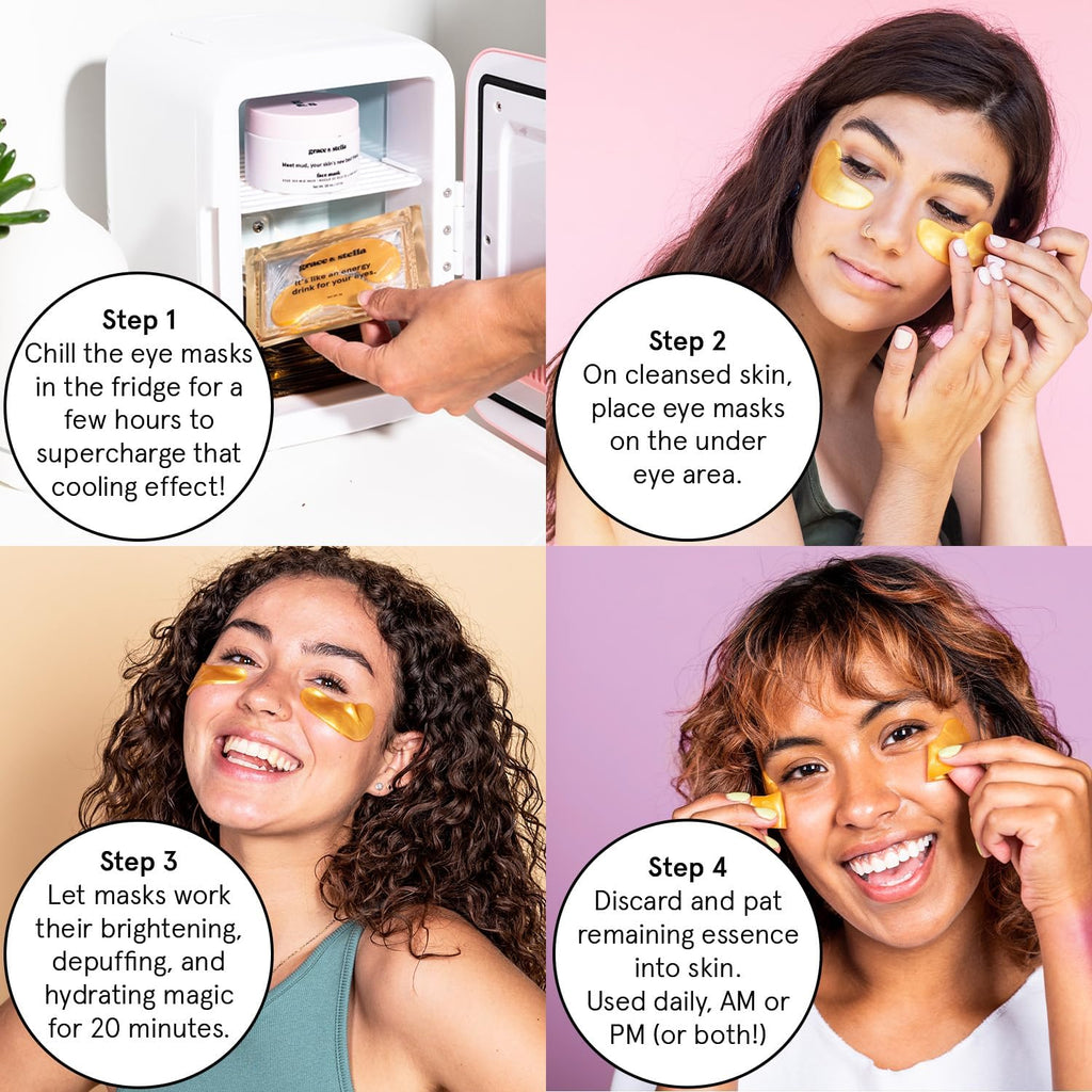 grace & stella Award Winning Under Eye Mask - Reduce Dark Circles, Puffy Eyes, Undereye Bags, Wrinkles - Gel Under Eye Patches - Small Birthday Gifts - Vegan Cruelty-Free (Pink, 6 Pairs)