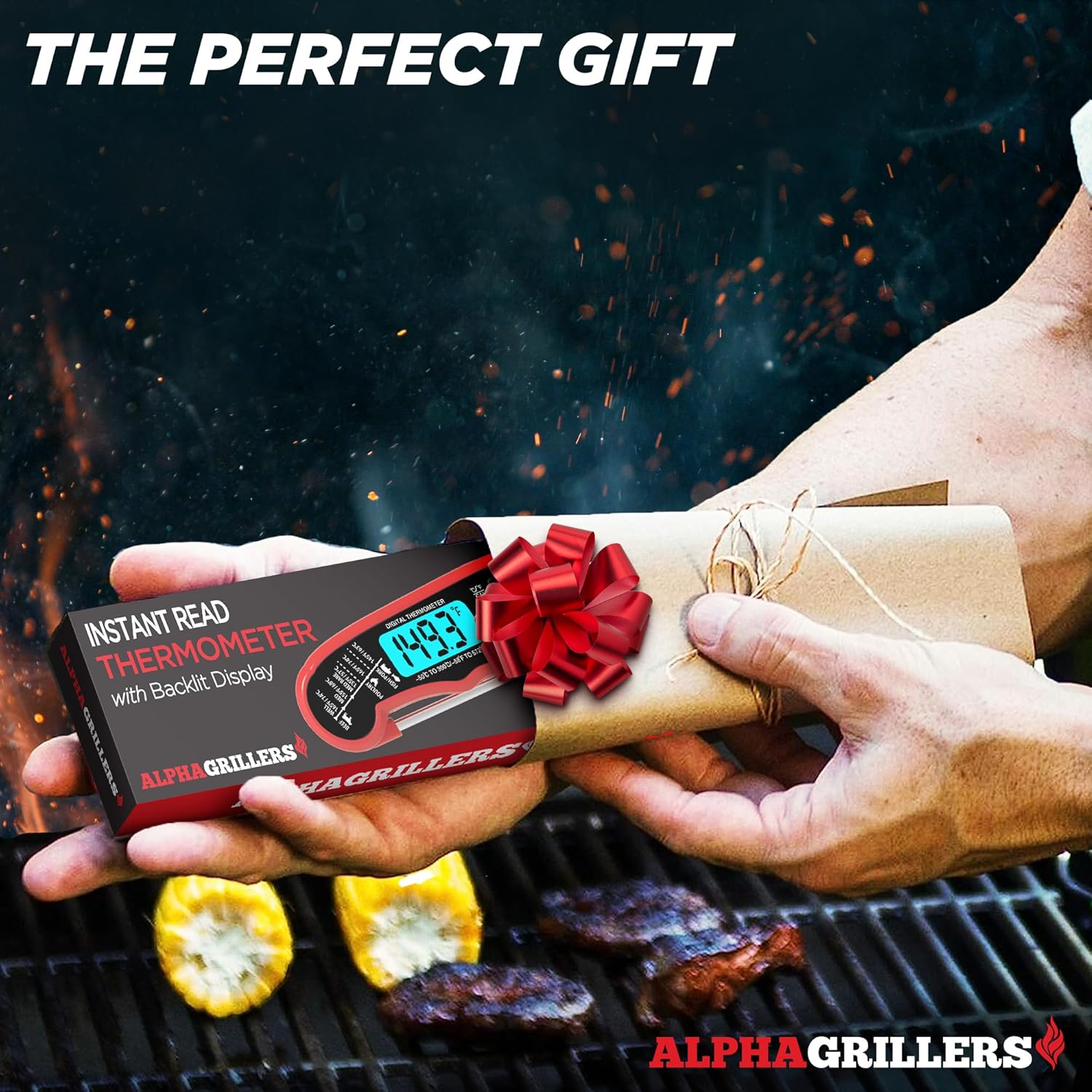 Alpha Grillers Meat Thermometer Digital – Instant Read Food Thermometer for Cooking & Grilling – Professional Kitchen Gifts for Men, Dad & Mom