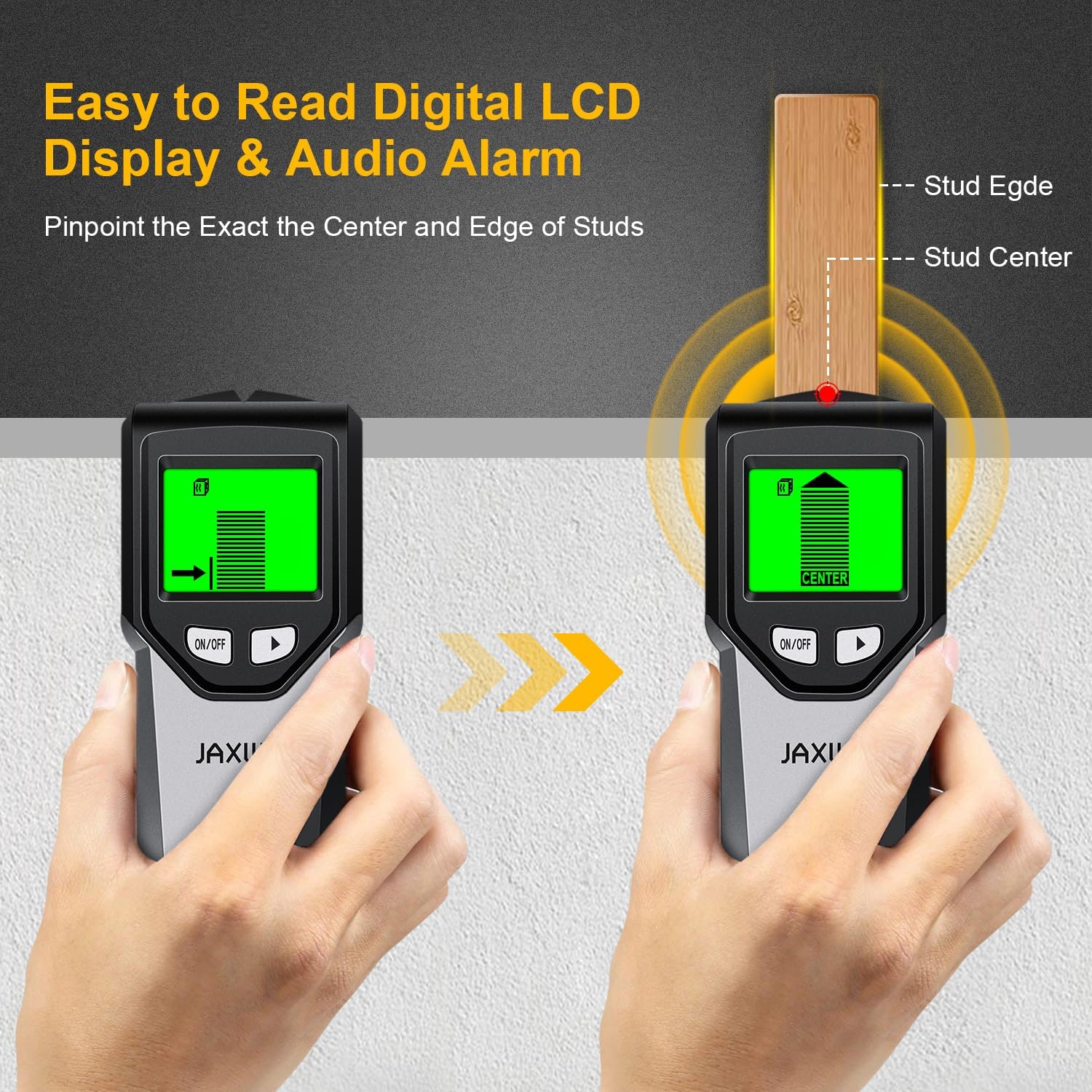 Stud Finder Wall Scanner - 5 in 1 Stud Finder Tool w/Smart Chip and HD LCD Display, Stud Detector Beam Finders for the Center and Edge of Wood AC Wire Metal Studs Joist Pipe (‎Silver Plate)