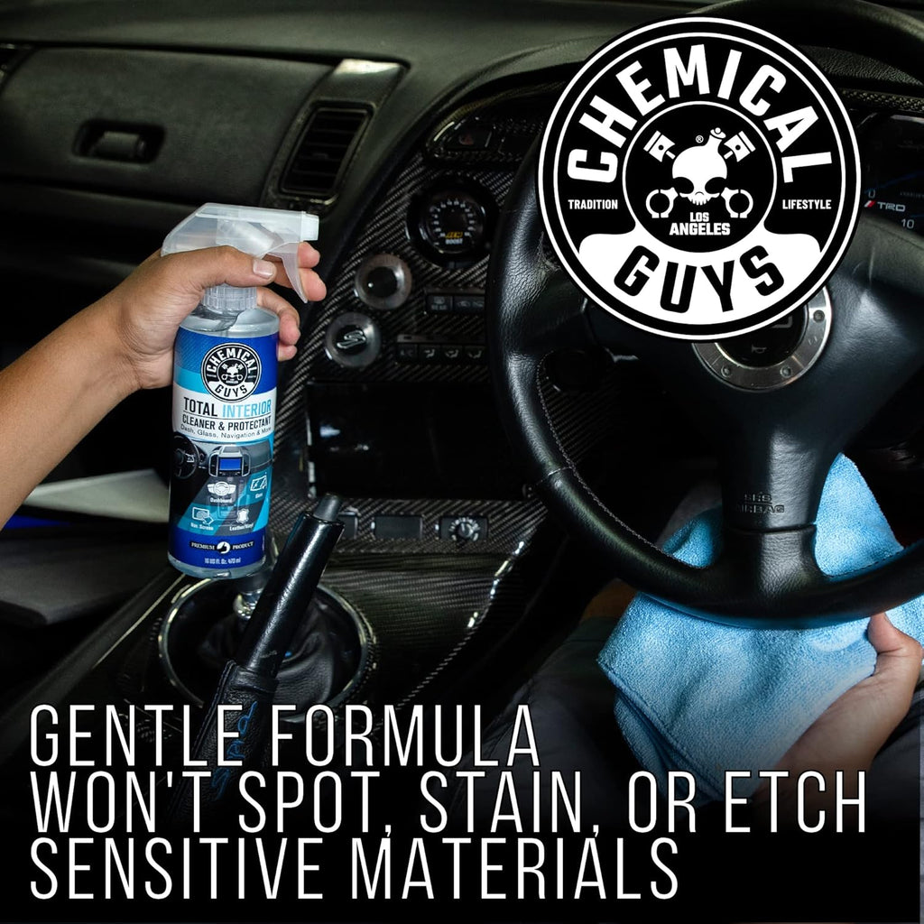 Chemical Guys Total Interior Cleaner & Protectant Interior Cleaner, Cleans & Protects Leather, Vinyl, Plastic, Rubber, Glass with a Streak-Free Finish — Cars, Trucks, SUVs, RVs, 16 oz