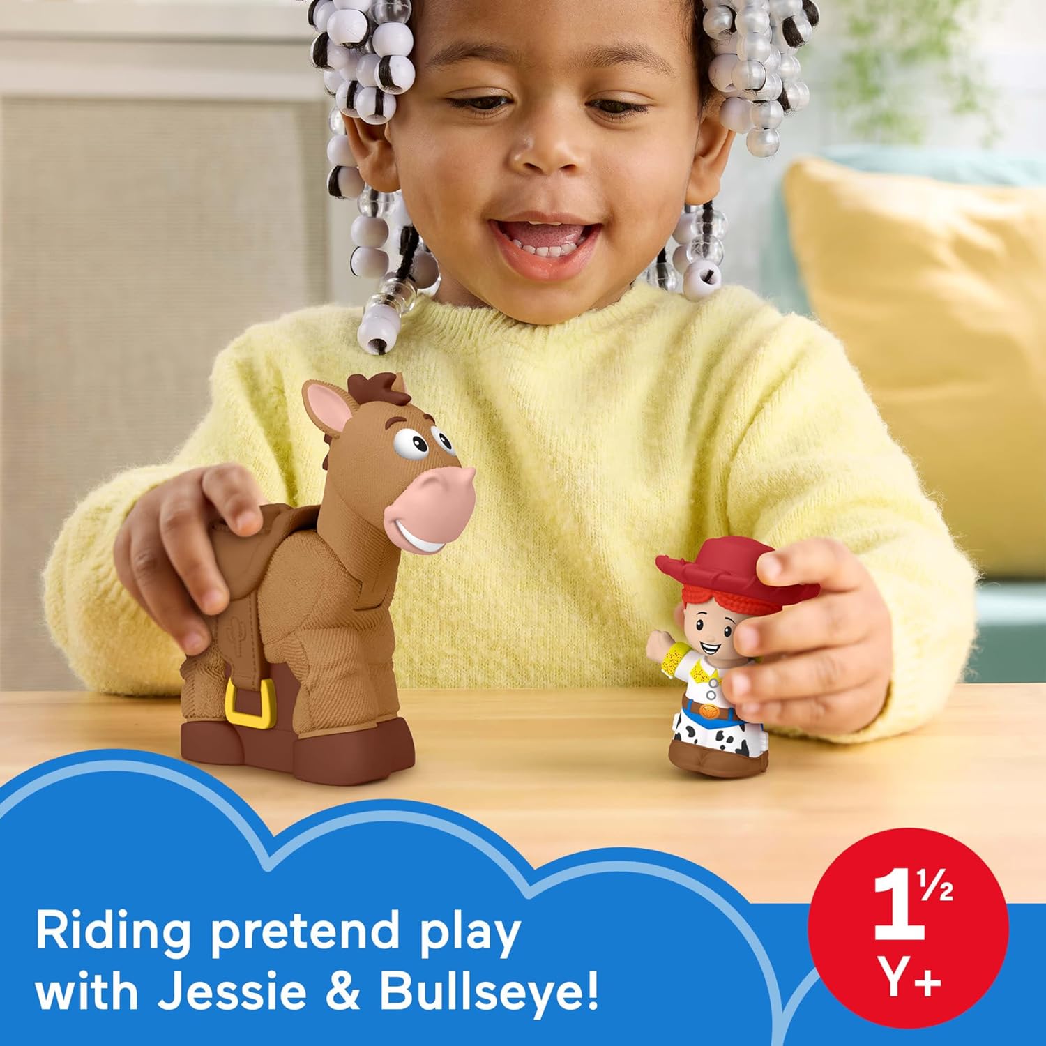 Fisher-Price Little People Toddler Toys Disney Pixar Toy Story Bobbin’ Bullseye Horse & Jessie Figures for Pretend Play Kids Ages 18+ Months