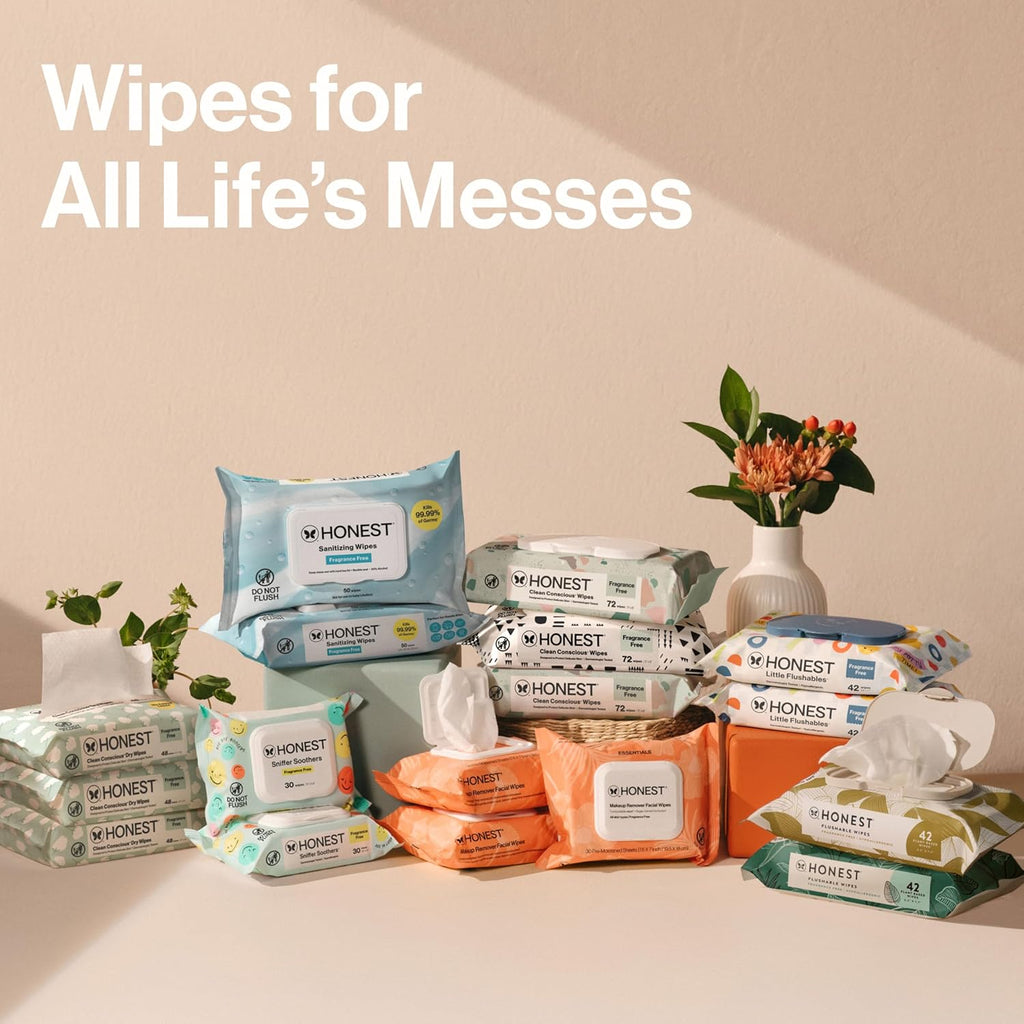 The Honest Company Baby Wipes for Sensitive Skin, Hypoallergenic, Fragrance-Free, Multi-Use, Pattern Play Design, 720 Count (8 Packs of 90)