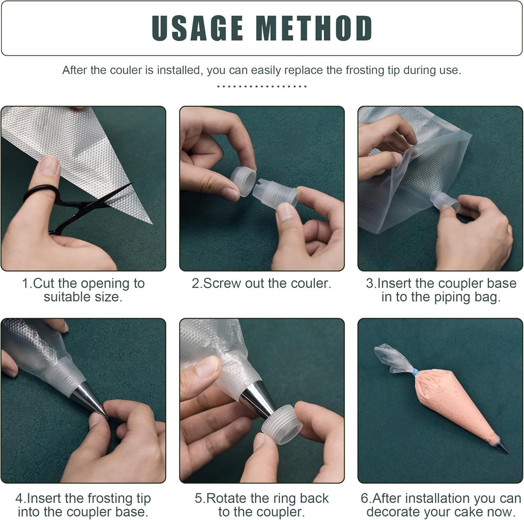 Piping Bags and Tips Set, Cakes Decorating Supplies Kit with 100pcs 12 Inch Pastry Bags, 16 Piping Tips, 3 Cake Scraper, 2 Couplers, 2 Bag Ties, Simple and Convenient Baking Supplies Set