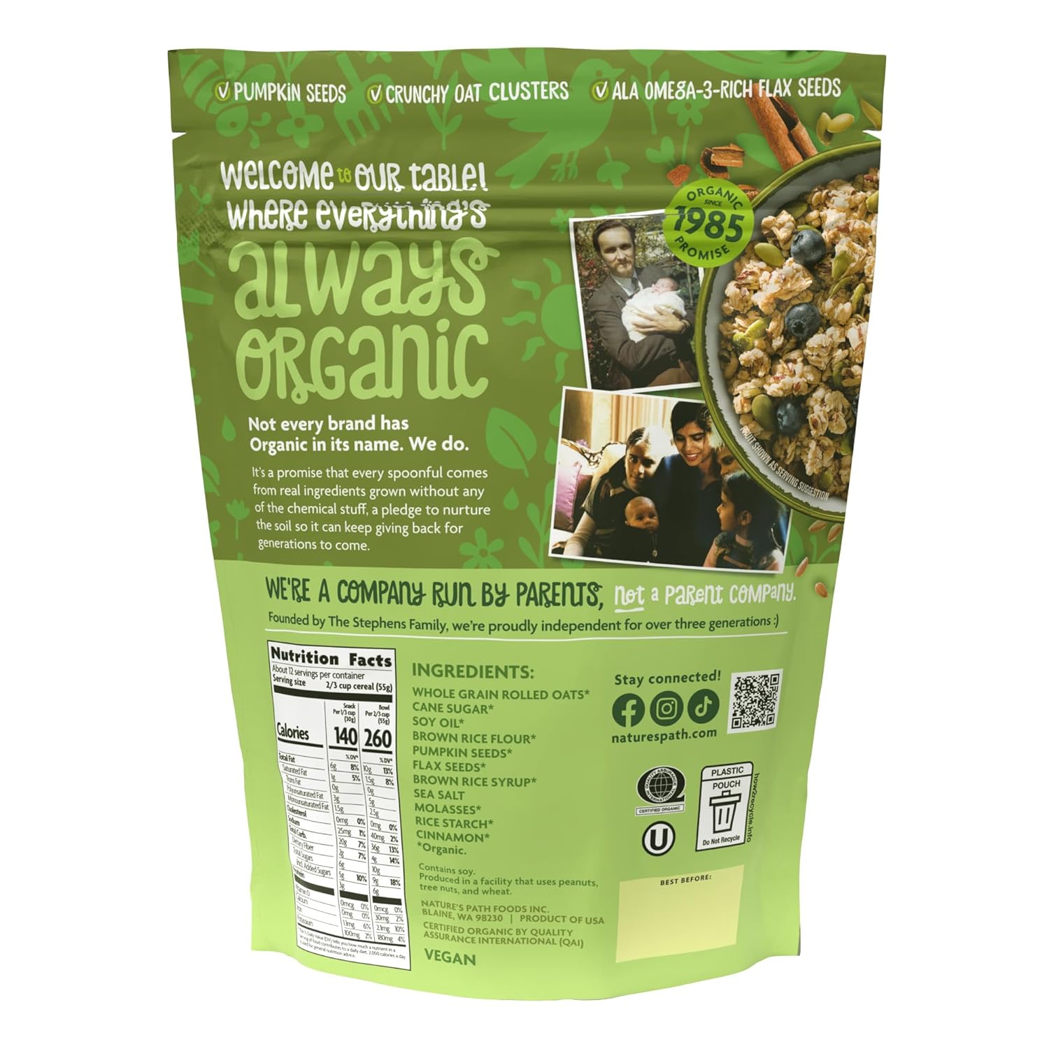 Nature's Path Organic Pumpkin Seed + Flax Granola, 24.7 oz (Pack of 1), Non-GMO