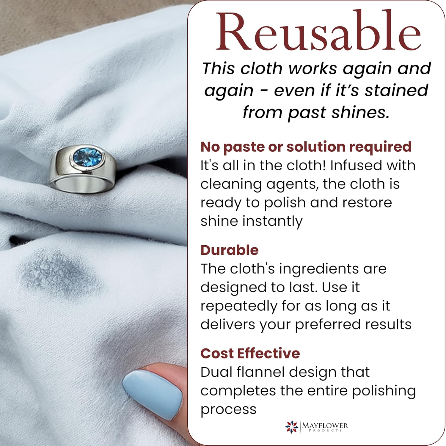 Pro Size Polishing Cleaning Cloth Made in USA for Gold, Silver, Platinum. Pure Cotton Eco Friendly Tarnish Remover Cleaner Large 11 x 14 Inch. Shines Jewelry Like New. Cleans Coins Watches Silverware