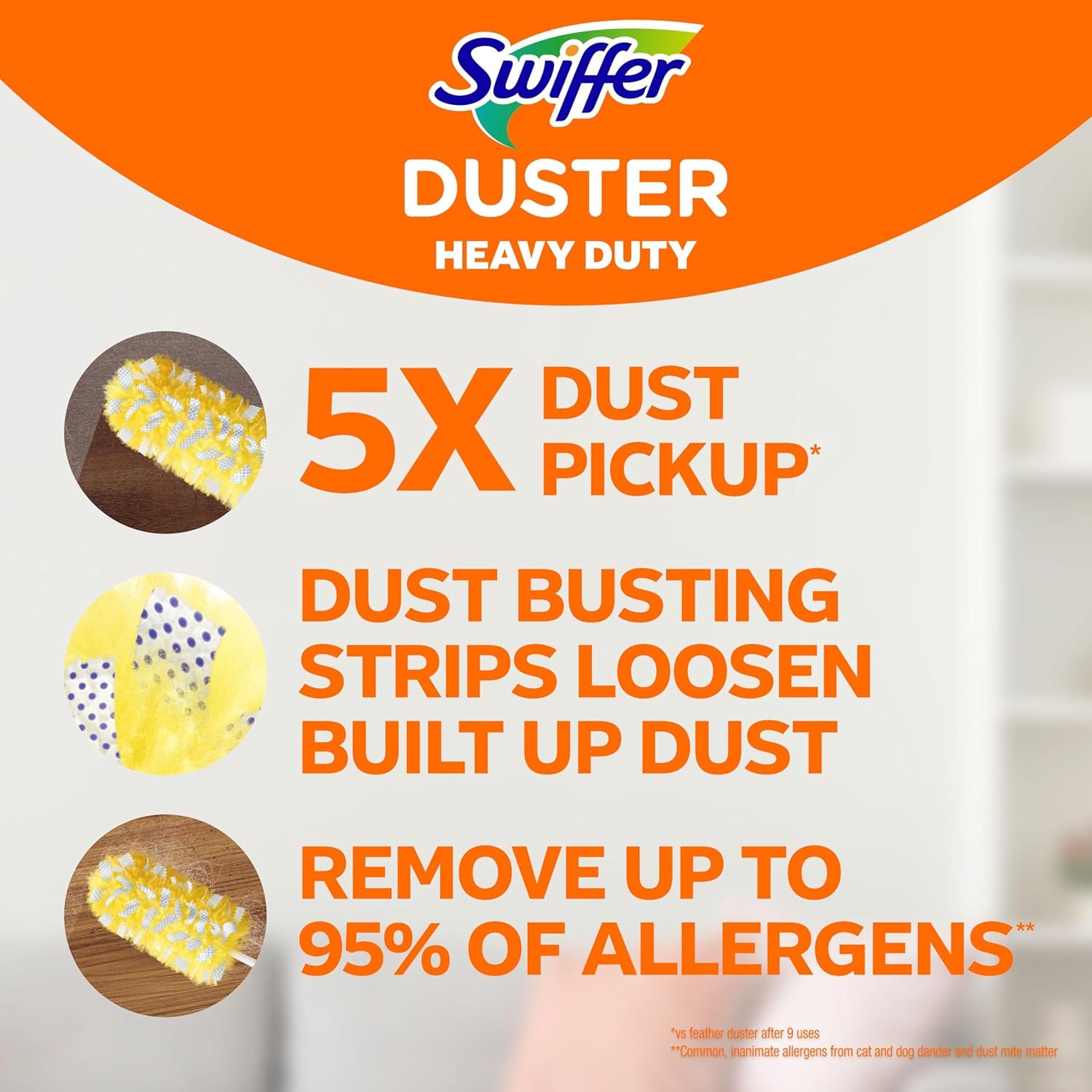 Swiffer Duster Kit with 3 ft Extendable Handle, Heavy Duty Dusting Starter Kit with 12 Refills, for Ceiling Fans, Vents and Hard to Reach Places