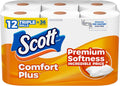 Scott ComfortPlus Toilet Paper, 12 Triple Rolls, 231 Sheets per Roll, Septic-Safe, 1-Ply Toilet Tissue