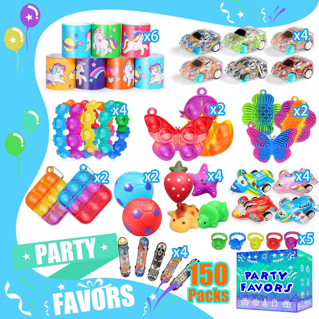 Party Favors for Kids 8-12 4-8, 150-Pack Fidget Toys Bulk, Treasure Box Toys for Classroom, Stocking Stuffers Goodie Bags, Classroom Prizes, Birthday Holiday for Boys Girls