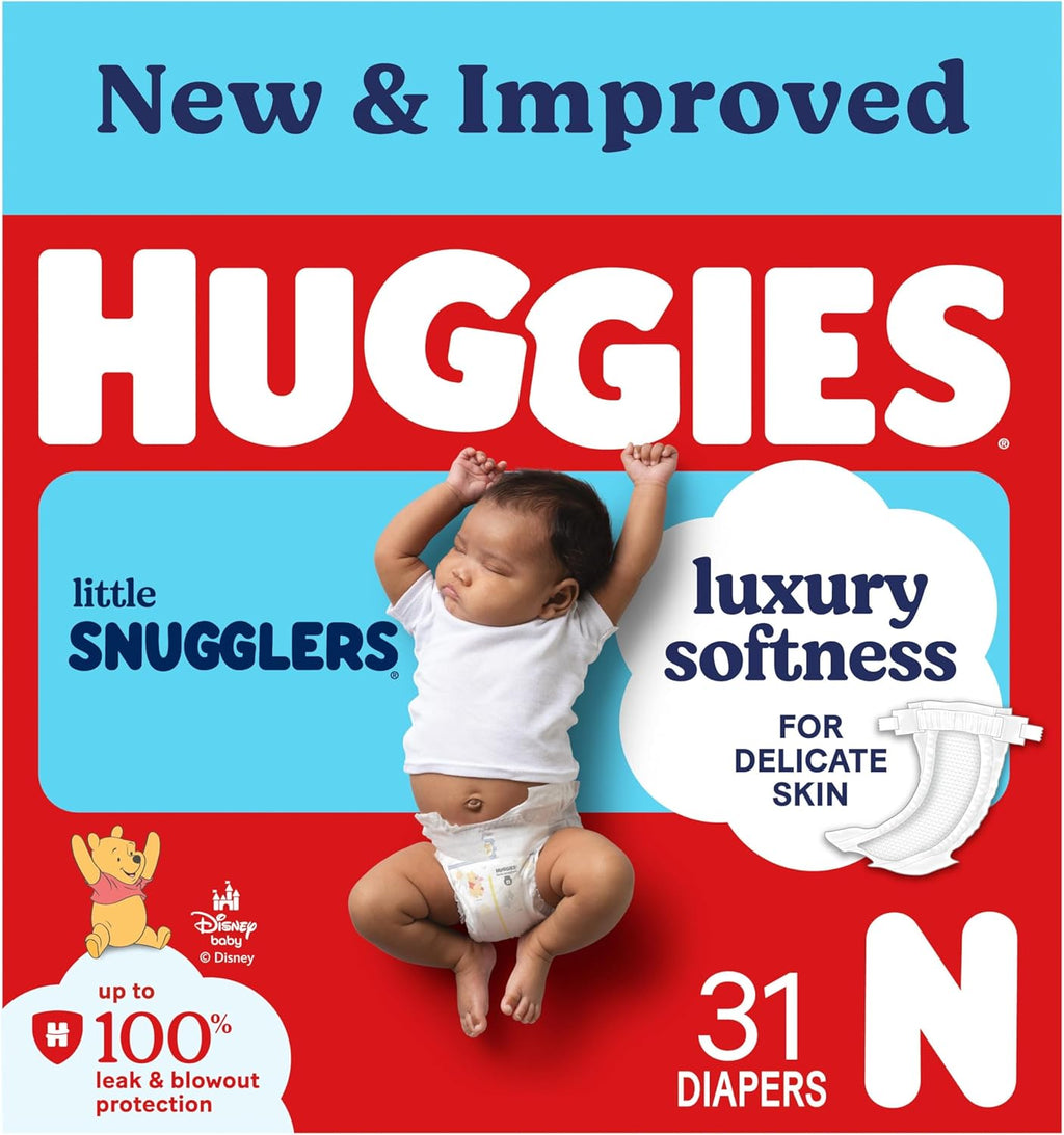 Huggies Size Newborn Diapers, Little Snugglers Baby Diapers, Size Newborn (up to 10 lbs), 31 Count, Packaging May Vary