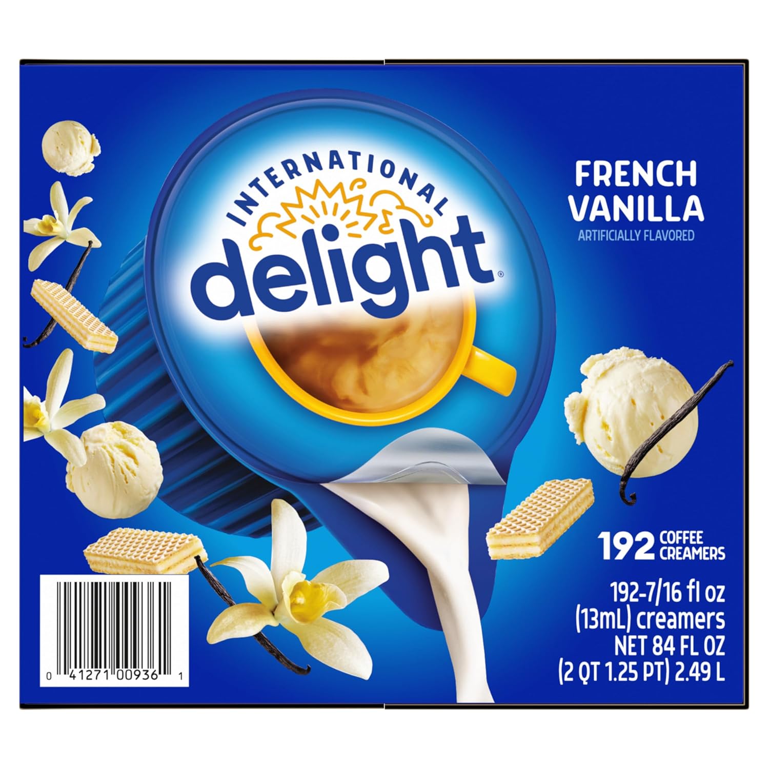 International Delight, French Vanilla, Single-Serve Coffee Creamers, 192 Count (Pack of 1), Shelf Stable Non-Dairy Flavored Coffee Creamer, Great for Home Use, Offices, Parties or Group Events