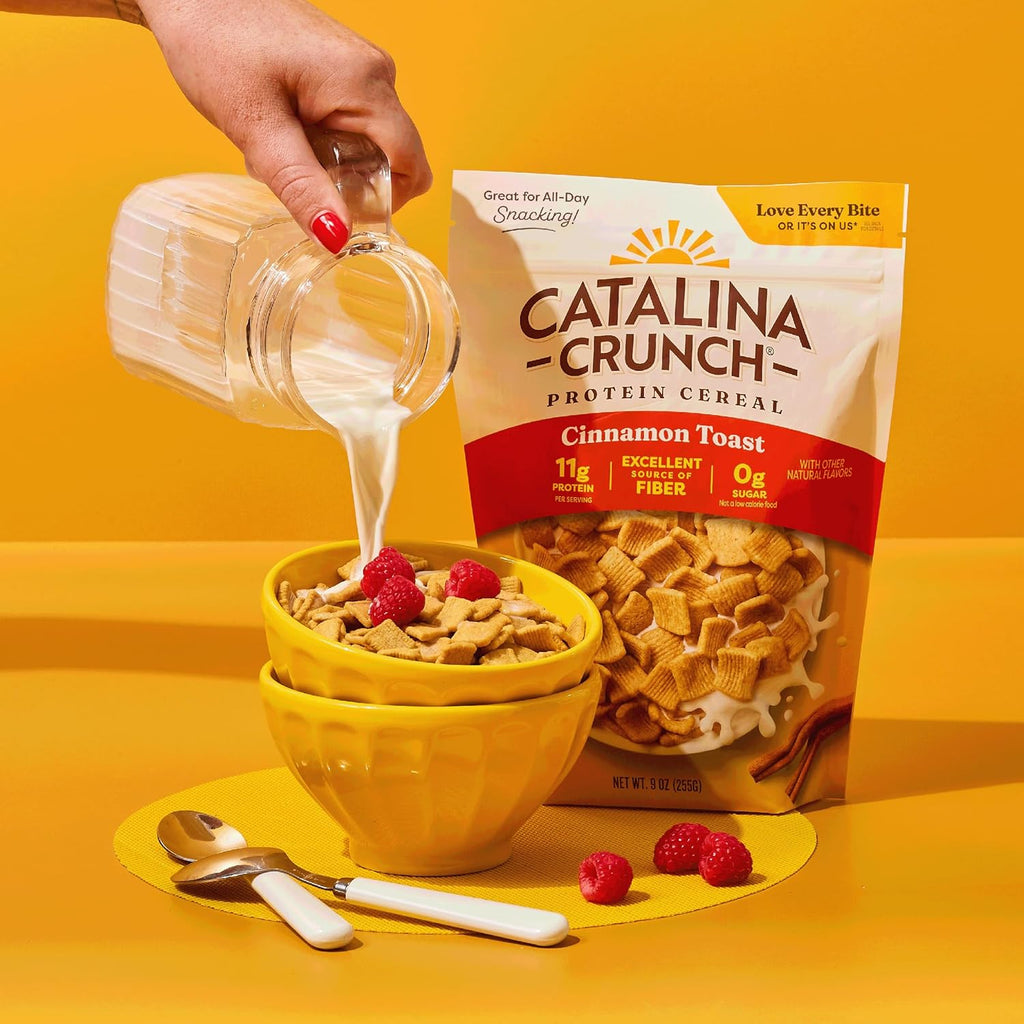 Catalina Crunch Protein Cereal | Sugar Free Breakfast Cereal with 11g of Protein | Gluten Free, Excellent Source of Fiber | Cinnamon Toast - 9 oz. Bag (Pack of 1) (Packaging May Vary)
