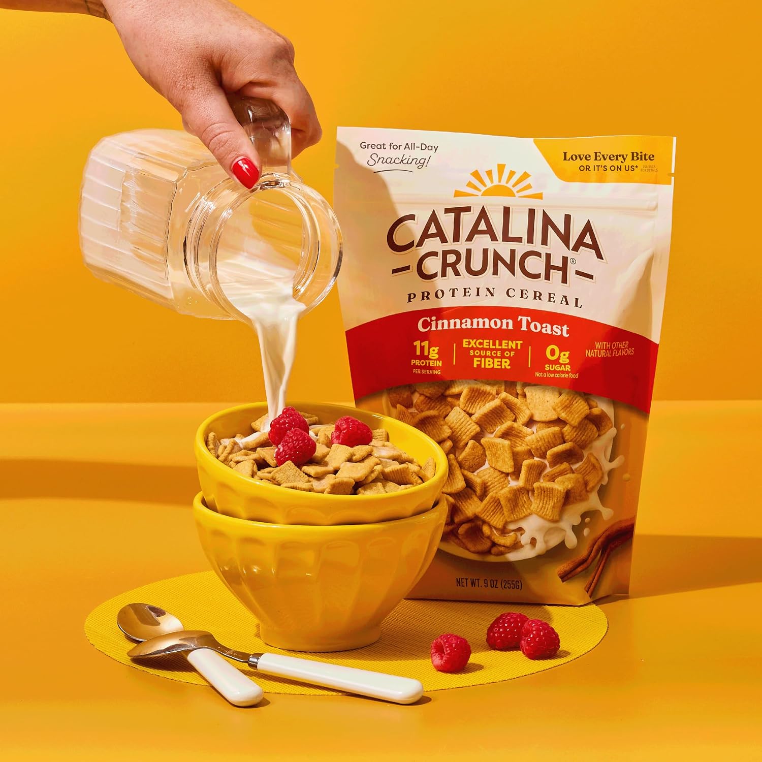 Catalina Crunch Protein Cereal | Sugar Free Breakfast Cereal with 11g of Protein | Gluten Free, Excellent Source of Fiber | Cinnamon Toast - 9 oz. Bag (Pack of 1) (Packaging May Vary)