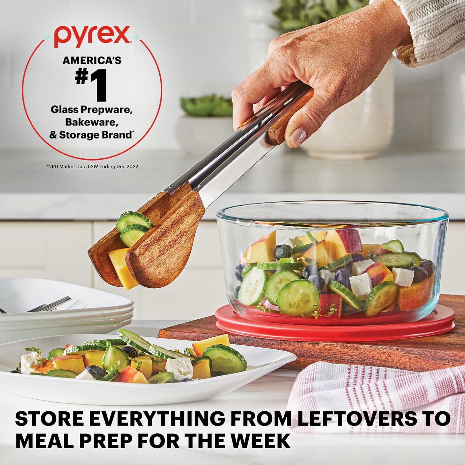 Pyrex Simply Store (9-Pack) Mixed Sized Glass Food Storage Set, Round & Rectangular Containers With Plastic Lids, BPA-Free, Dishwasher & Microwave Safe