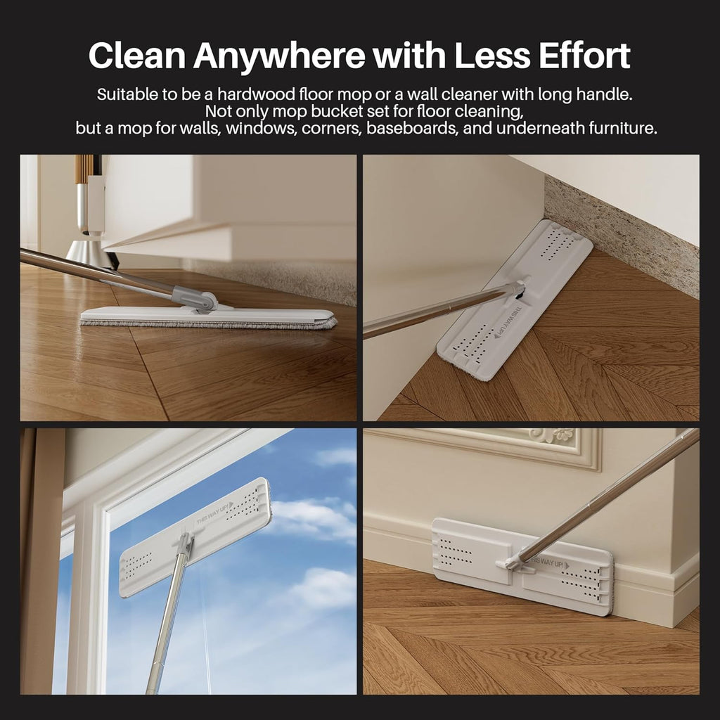 Wash Mop self cleaning bucket with mop wringer scraper