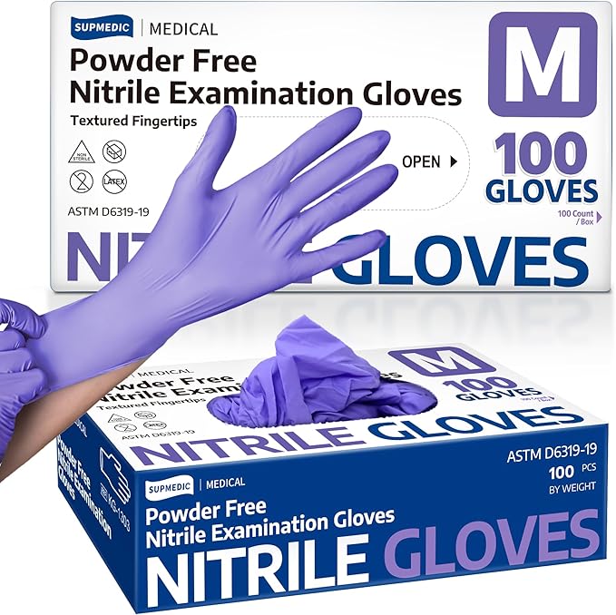 Supmedic Medical Soft Max™ Nitrile Disposable Gloves, 100 Ct Latex-Free Powder-Free Food Safe Cooking Cleaning Lab Exam Glove