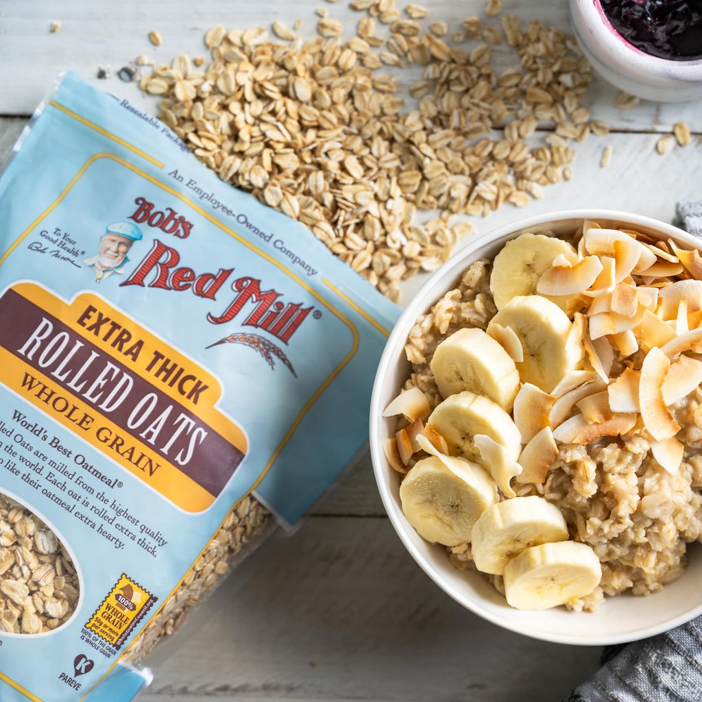 Bob's Red Mill Organic Extra Thick Rolled Oats, 32oz (Pack of 4) - Non GMO, Whole Grain, Vegan, Kosher