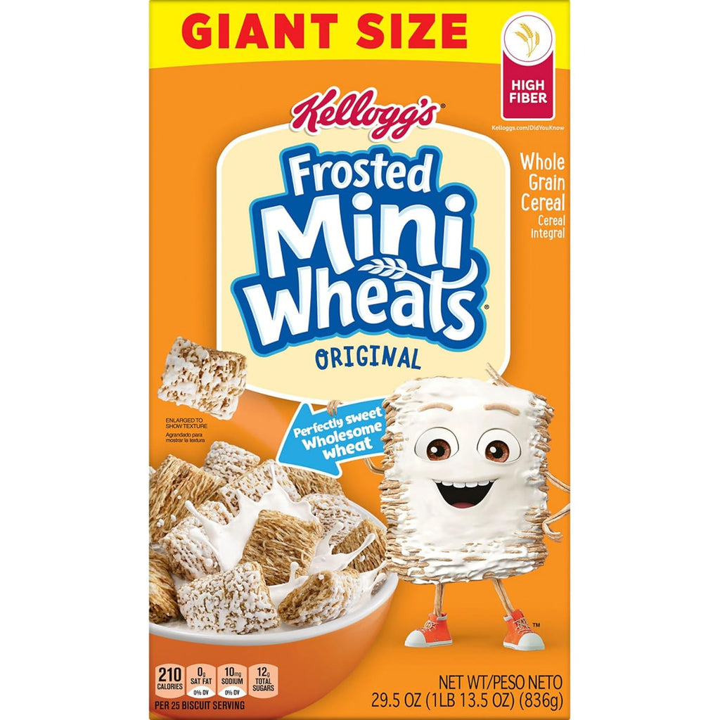 Kellogg’s Frosted Mini-Wheats Breakfast Cereal, High Fiber, 48g Whole Grain, Giant Size, 29.5 oz
