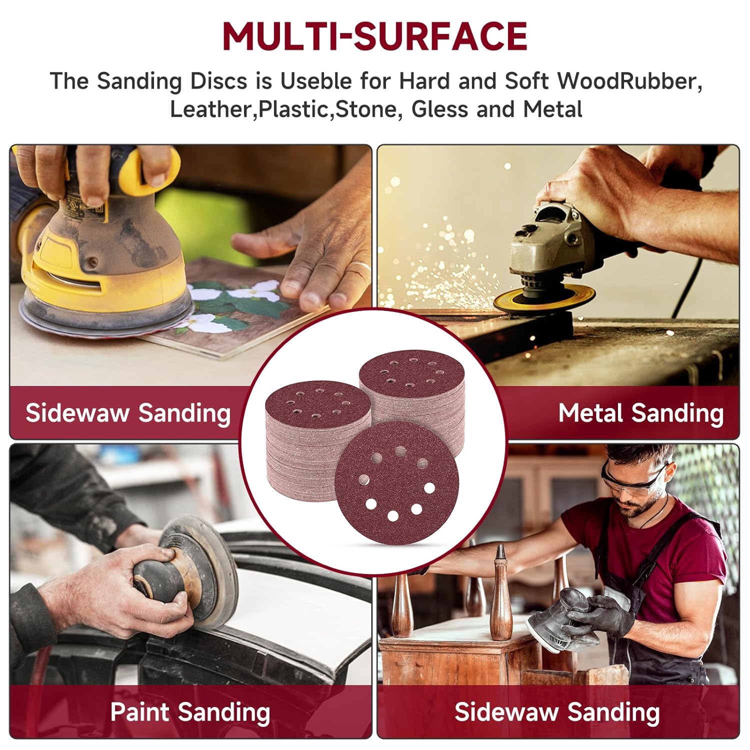165 PCS 5 Inch Sanding Discs,Round Hook and Loop Sandpaper for Random Orbital Sander 40 60 80 120 150 240 320 400 600 Grit