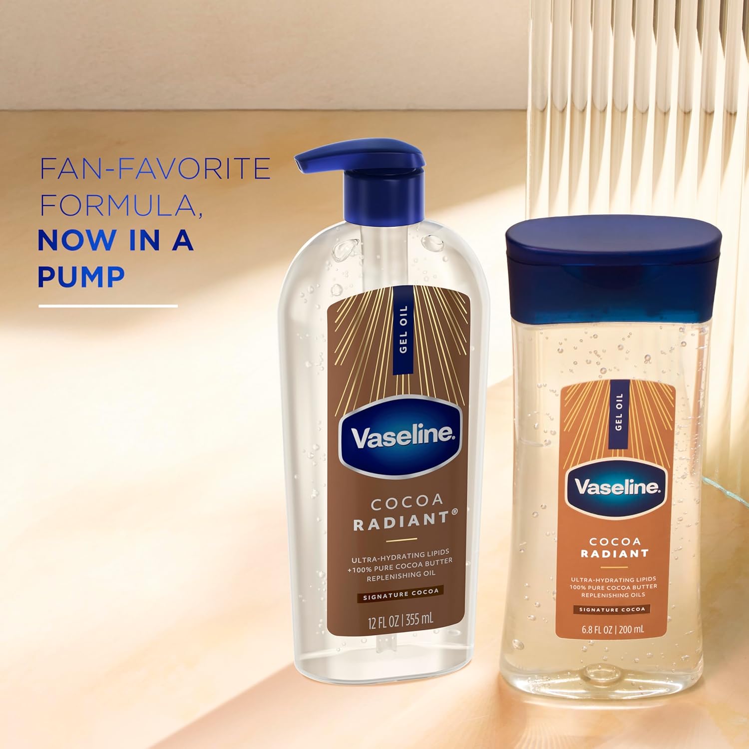 Vaseline Intensive Care Cocoa Radiant Body Gel Oil with 100% Pure Cocoa Butter, 12 oz