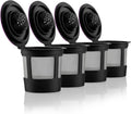 4 Black Reusable K Cups for Keurig Coffee Makers - Compatible with Keurig K-Classic, K-Select, K-Duo, K-Elite, K-Latte