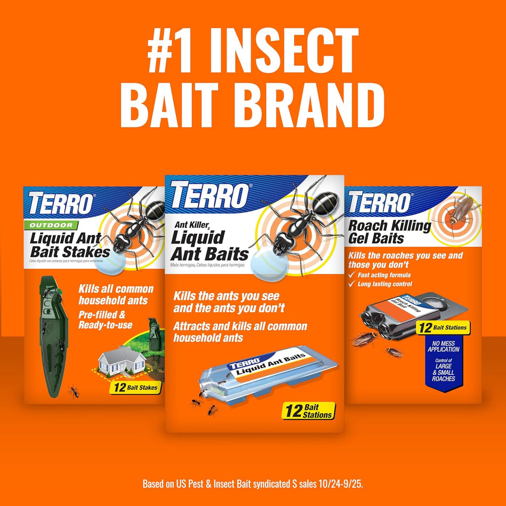TERRO Ant Killer Bait Stations T300B - Liquid Bait to Eliminate Ants - Bait System - 12 Count Stations for Effective Indoor Ant Control