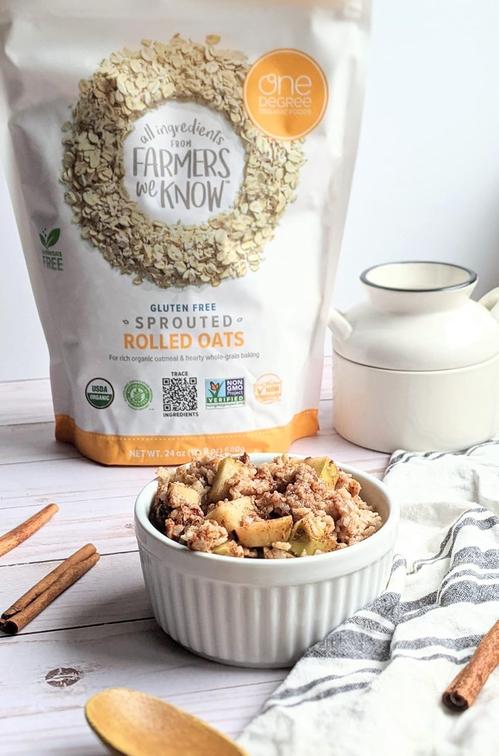 One Degree Organic Foods, Gluten Free Sprouted Rolled Oats, 2.27kg/5 lbs. {Imported from Canada}, 80 Ounces