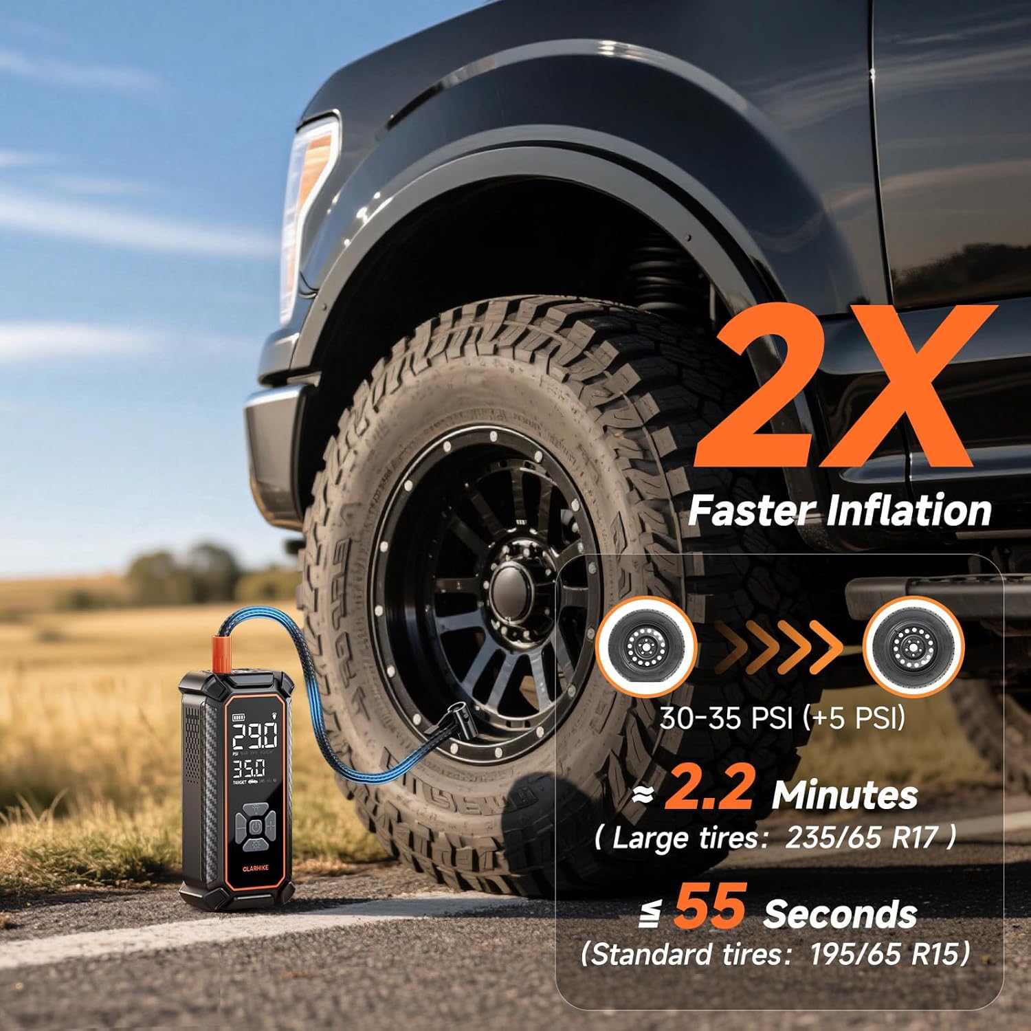 OlarHike Tire Inflator Portable Air Compressor, 150PSI Dual Power - 6000mAh & 12V DC, Cordless Air Pump for Car Tires, Bikes, Motorcycle, Balls with LED & Digital Pressure Gauge, Gift for Mom