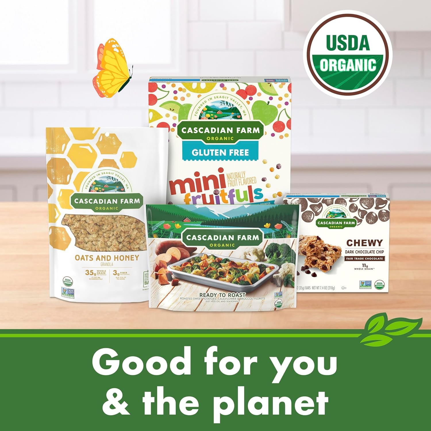 Cascadian Farm Organic Granola, No Added Sugar, Blueberry Vanilla Cereal, Resealable Pouch, 11 oz