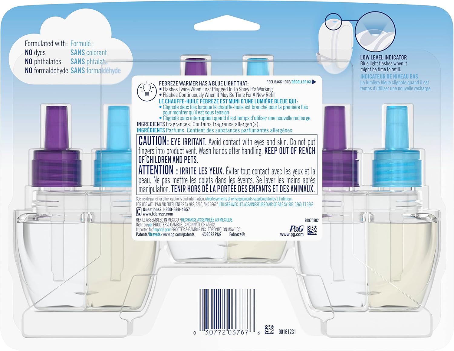 Febreze Plug In Air Freshener, Odor-Fighting Scented Oil Refill, Gain Moonlight Breeze, 3 Refills