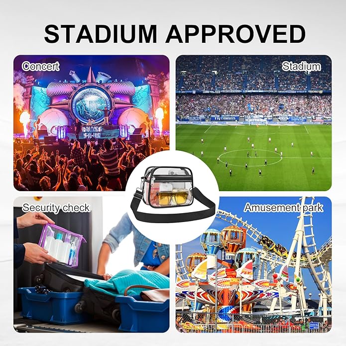 Clear Bag for Stadium Events Clear Sports Fan Handbags Purses with Adjustbale Strap for Concerts Festivals Game Day