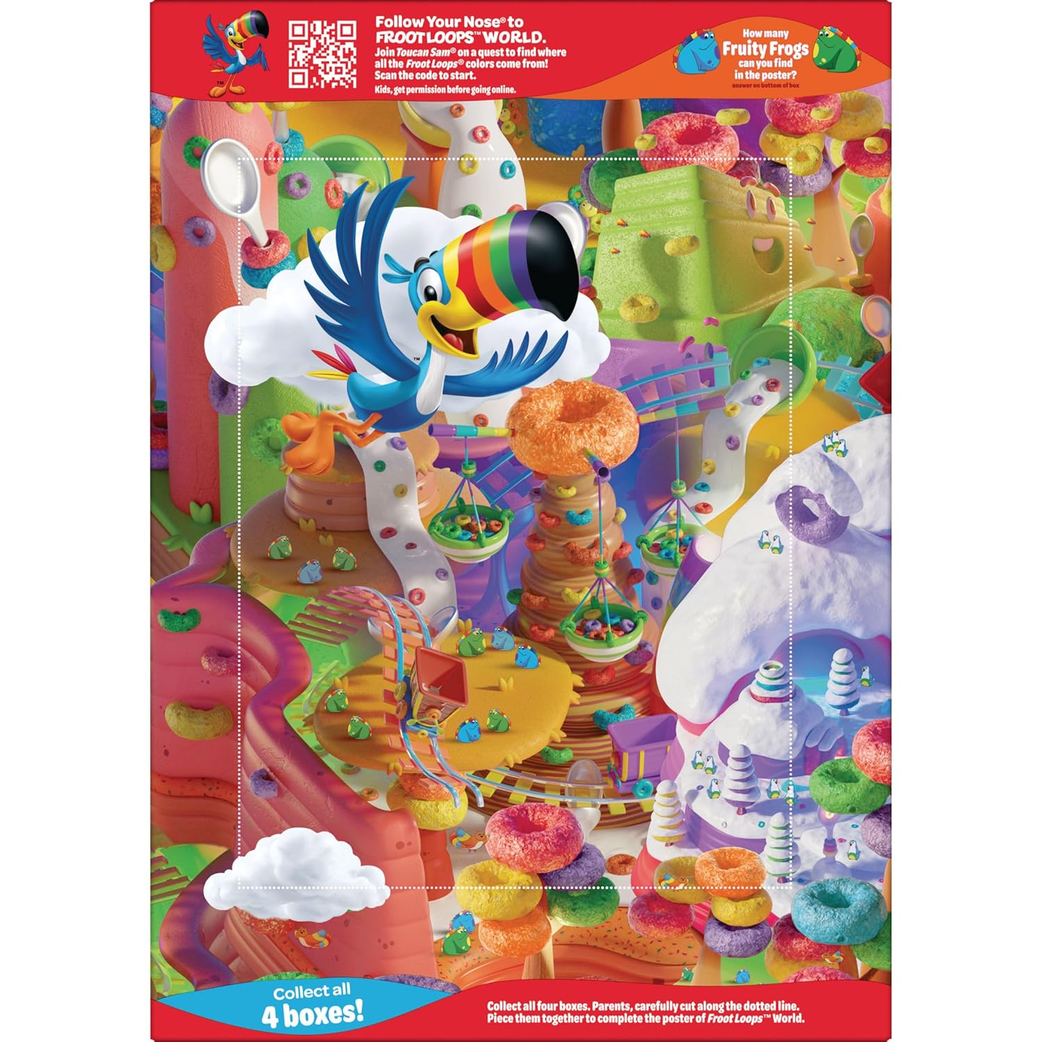 Kellogg's Froot Loops Breakfast Cereal, Good Source of Fiber, 15g Whole Grains, Giant Size, 23 oz