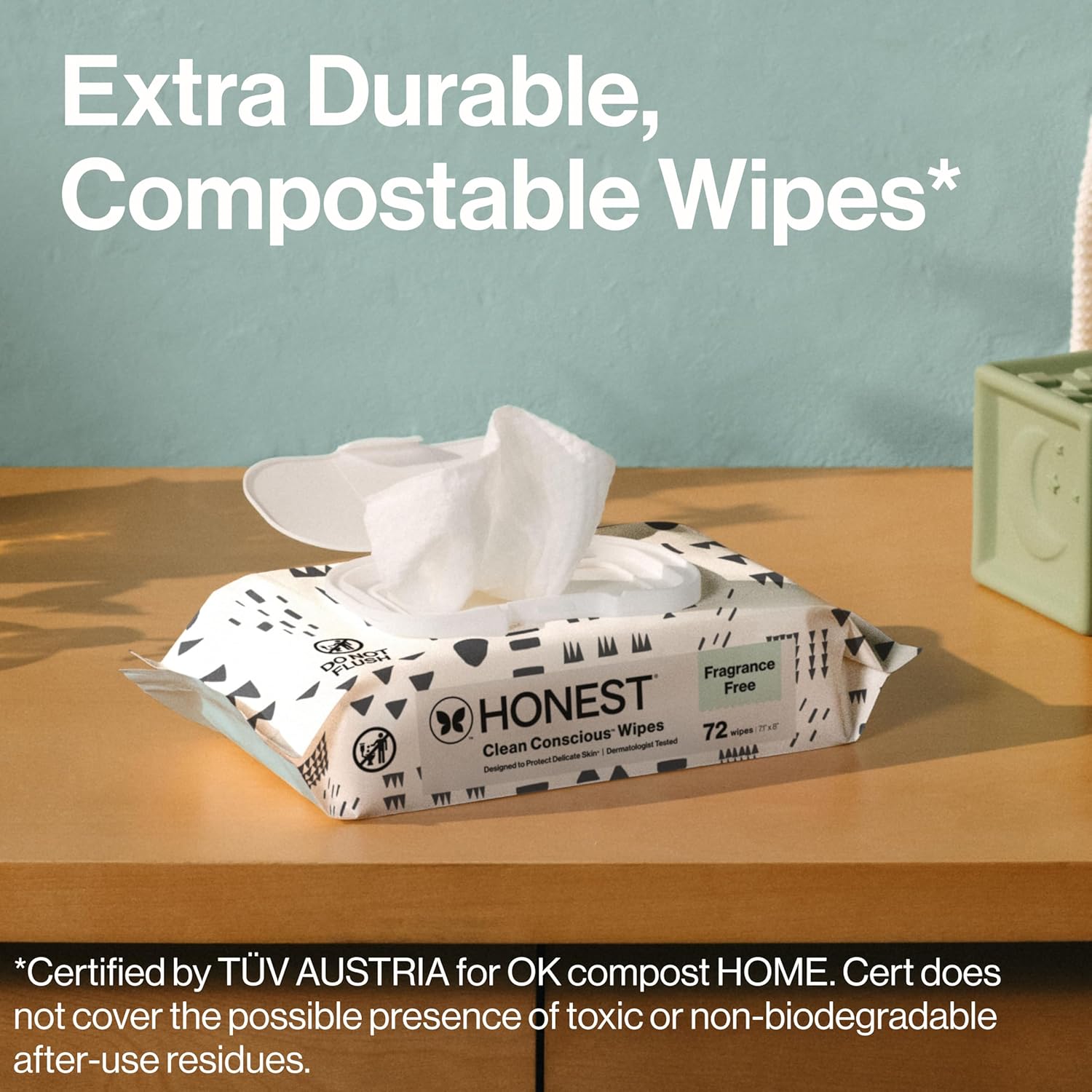 The Honest Company Baby Wipes for Sensitive Skin, Hypoallergenic, Fragrance-Free, Multi-Use, Pattern Play Design, 720 Count (8 Packs of 90)
