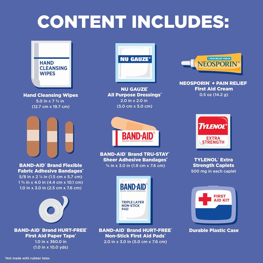 BAND-AID Brand Travel Ready Portable Emergency First Aid Kit for Minor Wound Care, Perfect for Home, Car, Travel, Camping Essentials & Outdoor Emergency Kit, 80 Pieces