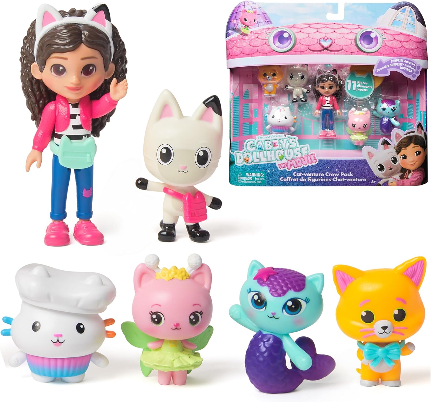 DreamWorks GABBY'S Dollhouse The Movie, Cat-Venture Crew Pack, 11-Piece Toy Figure Set with Accessories, Kids Toys for Girls & Boys Ages 3 and Up