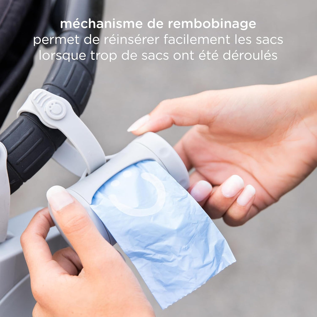 Ubbi Retractable On the Go Bag Dispenser for Travel, Diaper Bag Accessory Must Have for Newborn, Helpful Item, Baby Gift, Lavender Scented, Gray