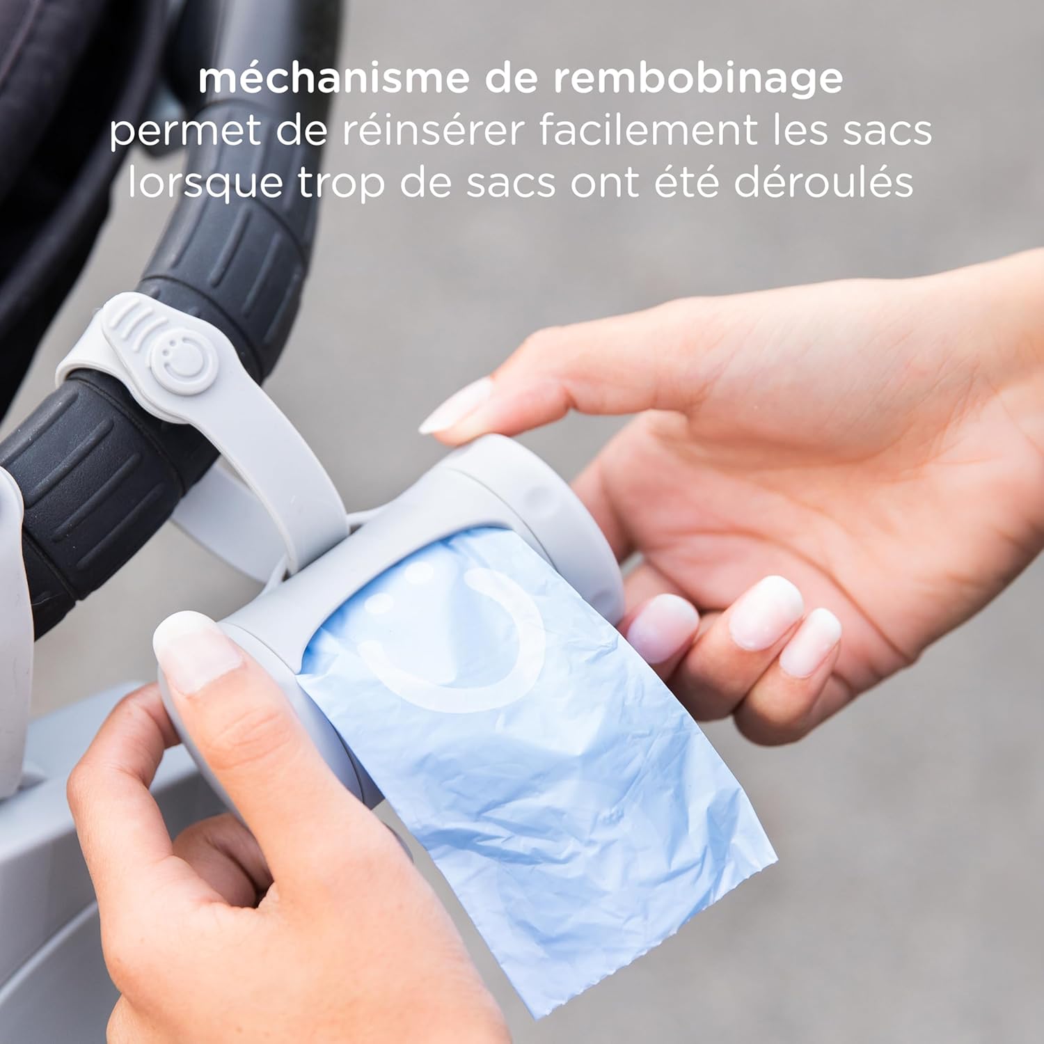 Ubbi Retractable On the Go Bag Dispenser for Travel, Diaper Bag Accessory Must Have for Newborn, Helpful Item, Baby Gift, Lavender Scented, Gray