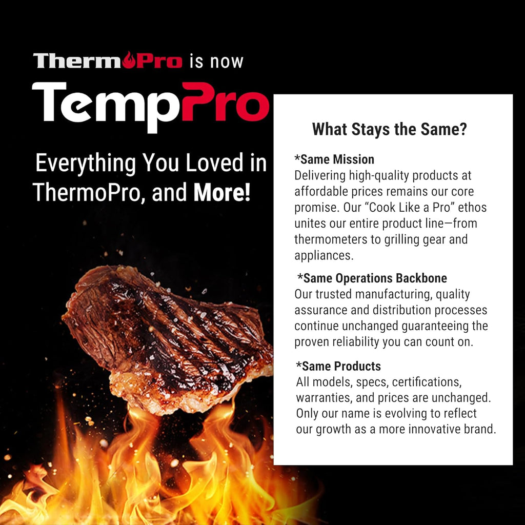 TempPro TP16 Large LCD Digital Cooking Food Meat Thermometer for Smoker Oven Kitchen BBQ Grill Thermometer Clock Timer with Stainless Steel Temperature Probe(Previously ThermoPro)