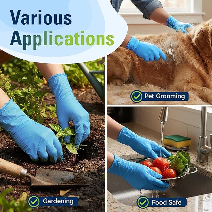 SWIFTLITE Nitrile Gloves, Food Safe Disposable Gloves Latex Free, Blue Rubber Gloves Powder Free for Cooking and Cleaning