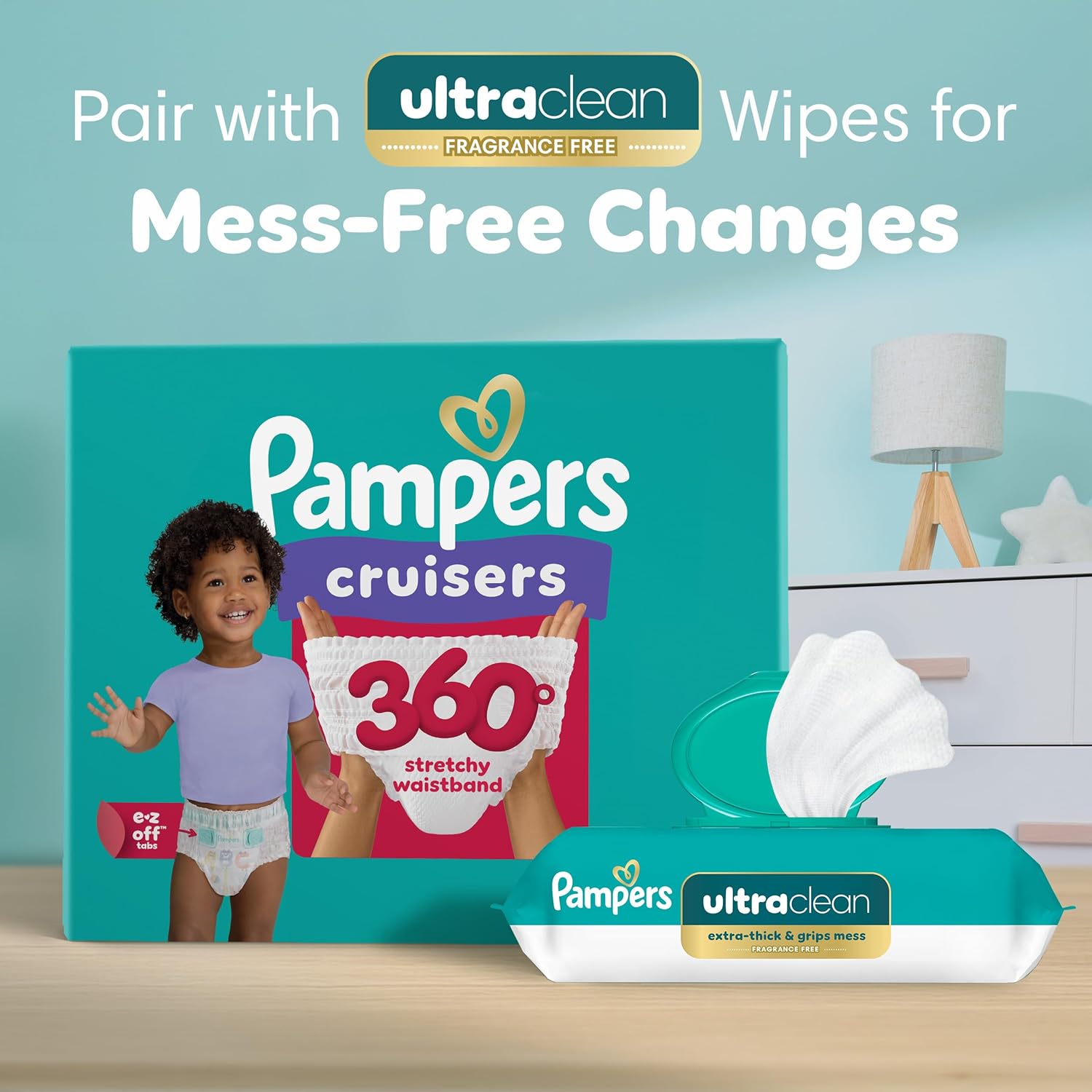 Pampers Diapers - Cruisers 360 - Size 5, 128 Count, Babyproof up to 100% Leakproof Pull-On Diaper