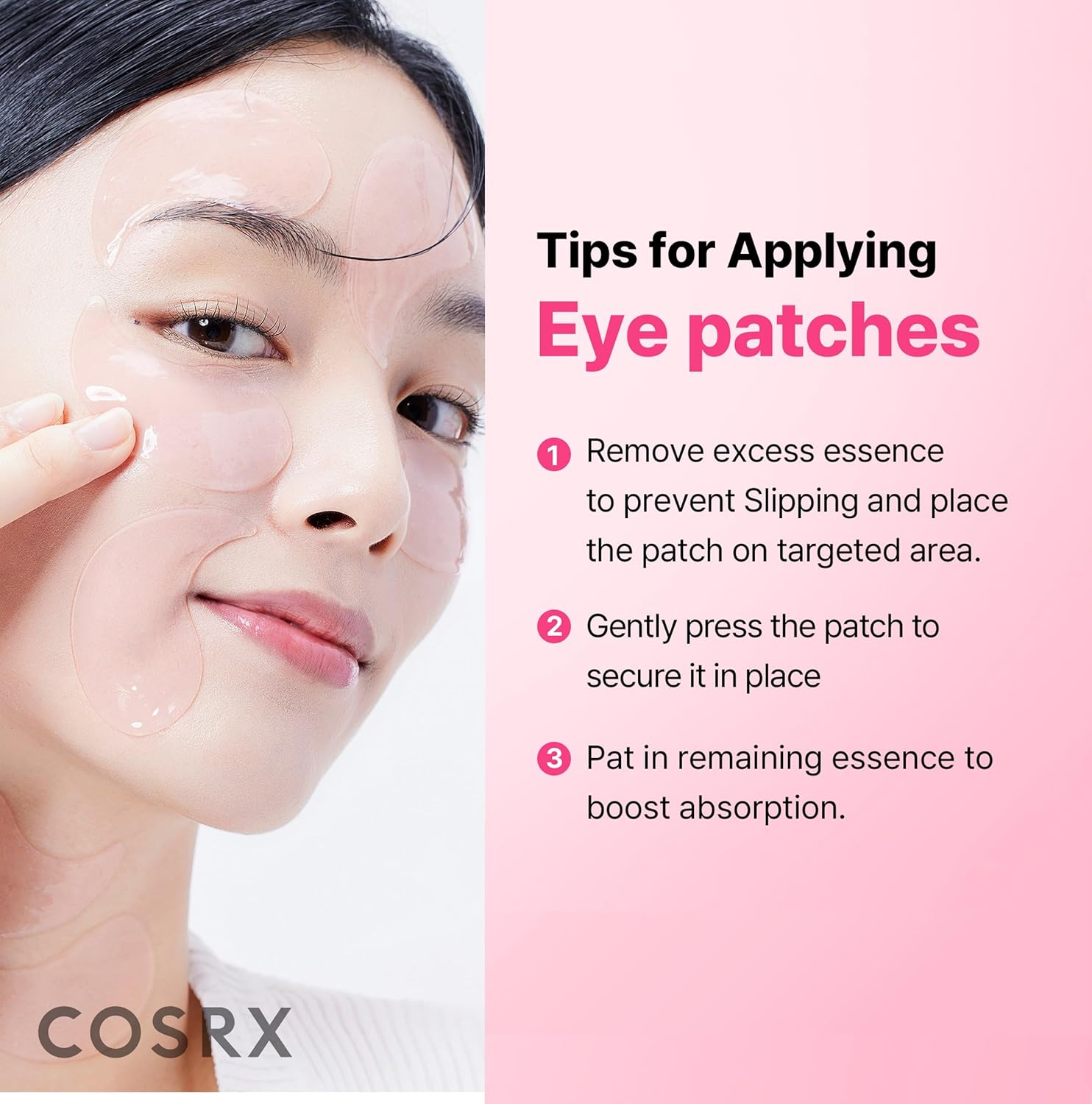 COSRX Pink Peptides Collagen Hydrogel Eye Patch for Puffy Eyes, Dark Circles & Fine Lines, Cooling Under Eye Patches (60), Korean Skin Care