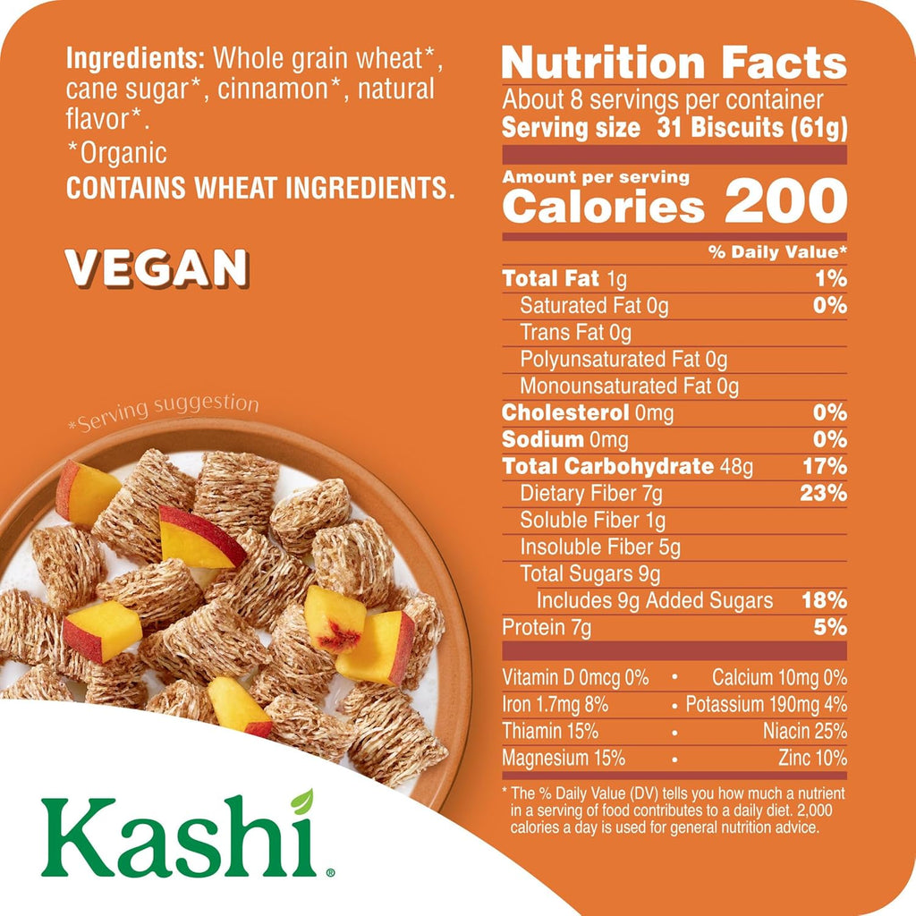 Kashi Breakfast Cereal, Organic, Whole Grain, Cinnamon Harvest, 18oz Box (1 Box)