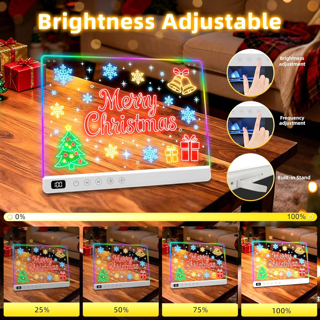 Led Drawing Board with 13 Light Effects, 16" Rechargeable Glow Doodle LED Note Board with Colors, Neon Light Up Drawing Tablet Gifts for Kids for Easter Birthday Christmas Gift Ideas