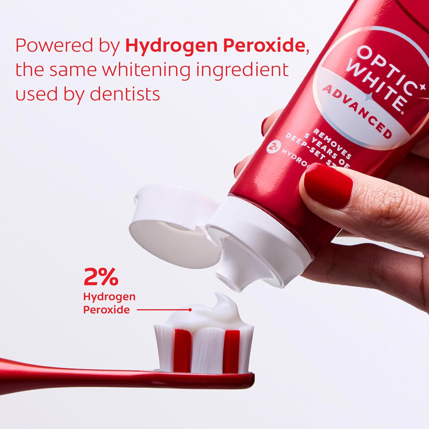 Colgate Optic White Advanced Hydrogen Peroxide Toothpaste, Teeth Whitening Toothpaste Pack, Enamel-Safe Formula, Helps Remove Tea, Coffee, and Wine Stains, Sparkling White, 3 Pack, 3.2 oz