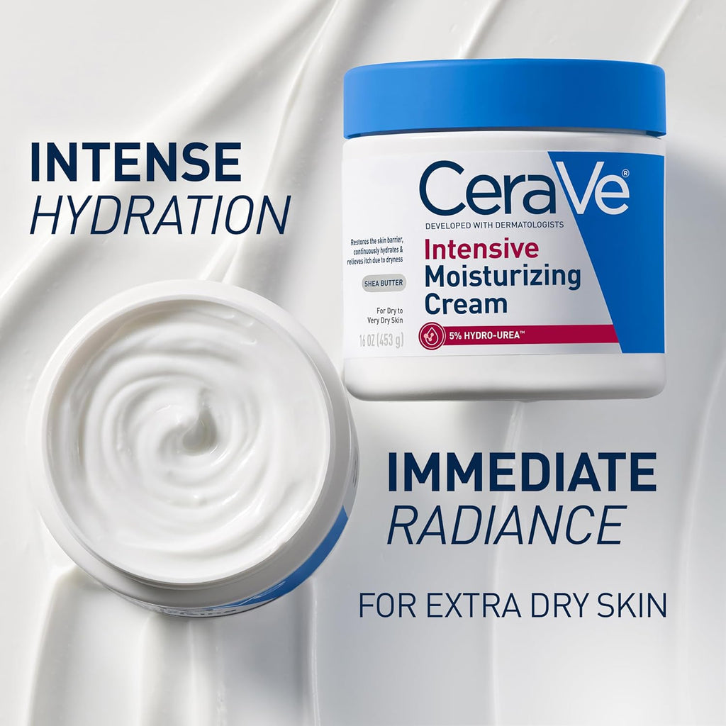CeraVe Intensive Moisturizing Cream, Body Moisturizer With Shea Butter, 72H Hydration + Skin Barrier Repair, Fragrance-Free Body Lotion For Extremely Dry Skin, 19oz | Packaging May Vary