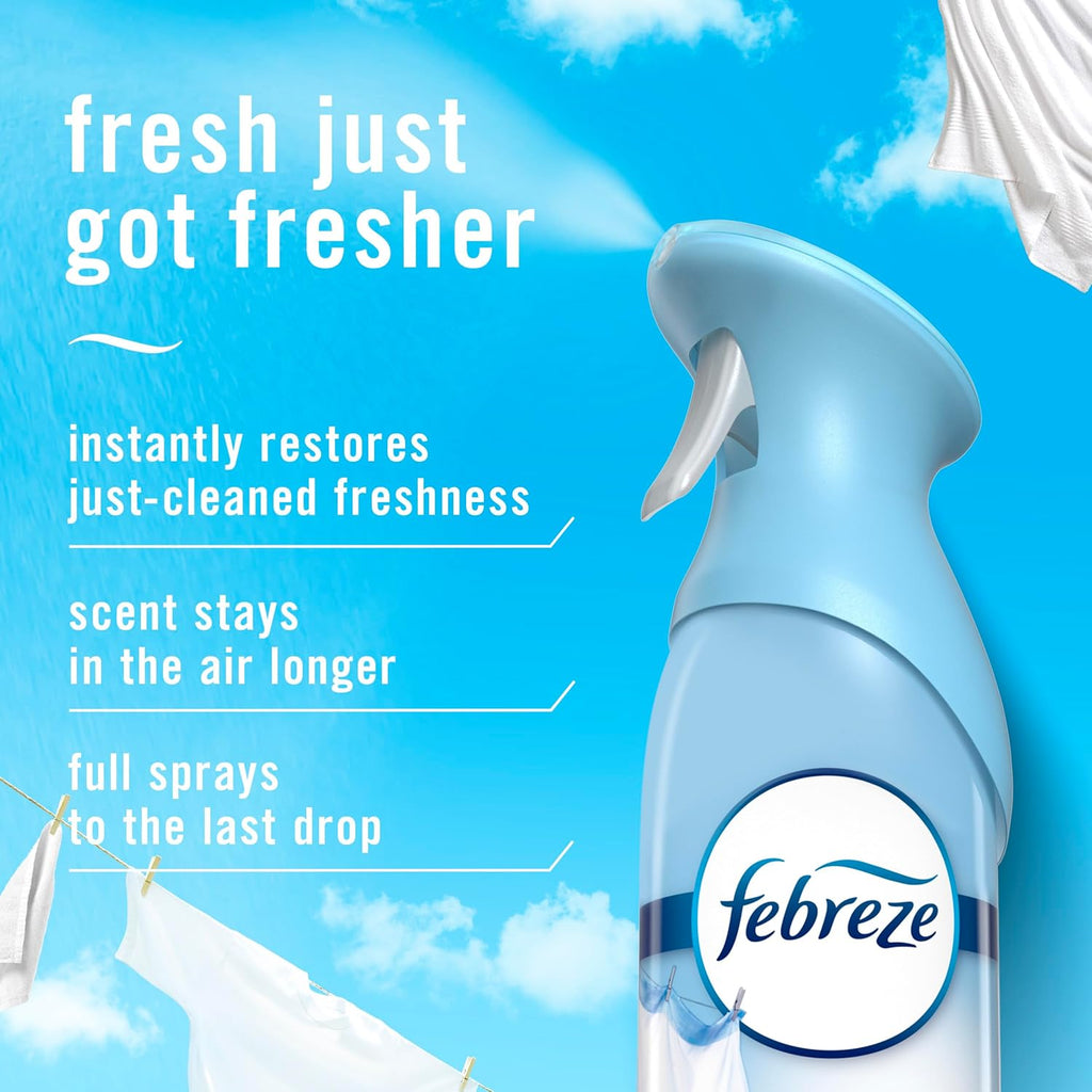 Febreze Air Mist, Air Freshener Spray, Odor Fighting Room Spray, Deodorizer for Home Bathroom Kitchen Office Apartment Dorm Room Classroom, Linen & Sky Scent, 8.1oz (Pack of 2)