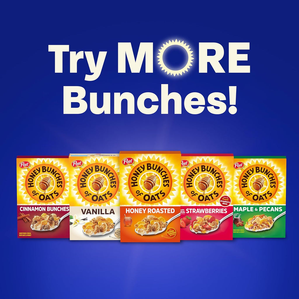 Honey Bunches of Oats with Almonds Breakfast Cereal, Almond Cereal with Oats and Granola Clusters, Family Size 18 oz Box